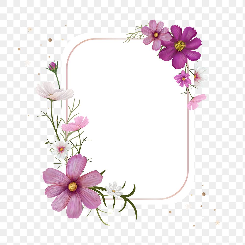 Purple flower png frame, transparent background