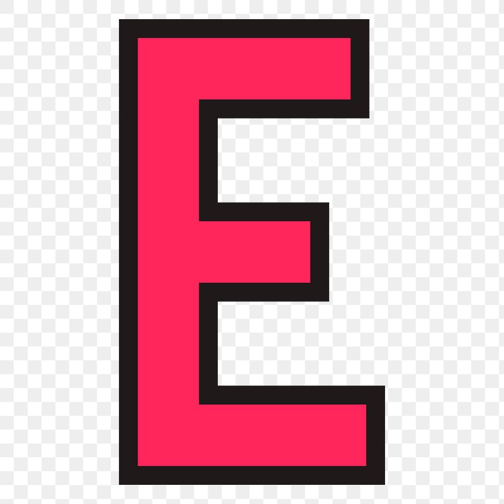 Png E letter element, transparent background