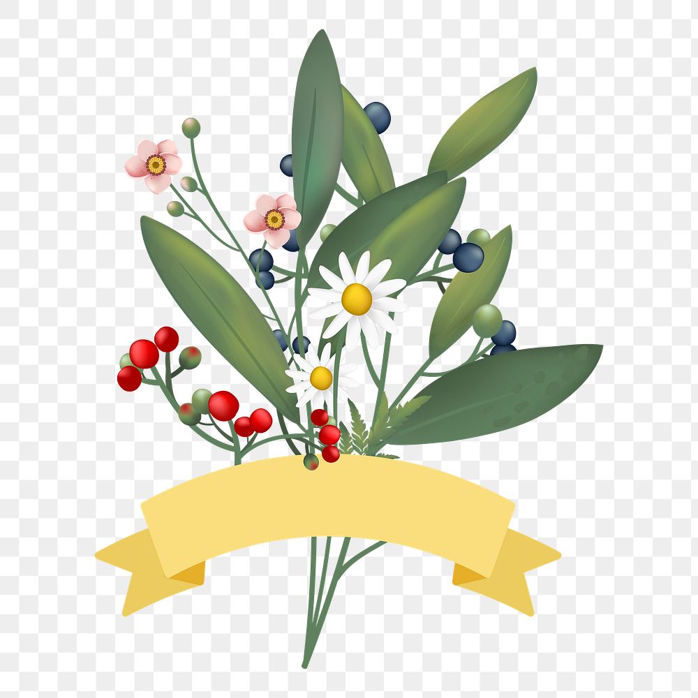 Flower banner png illustration, transparent background