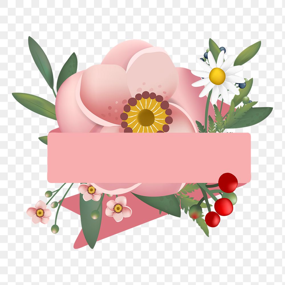 Flower banner png illustration, transparent background