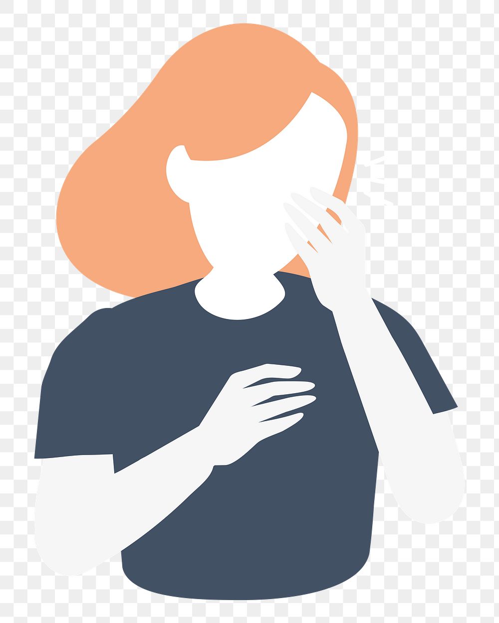 Coughing woman png illustration, transparent background