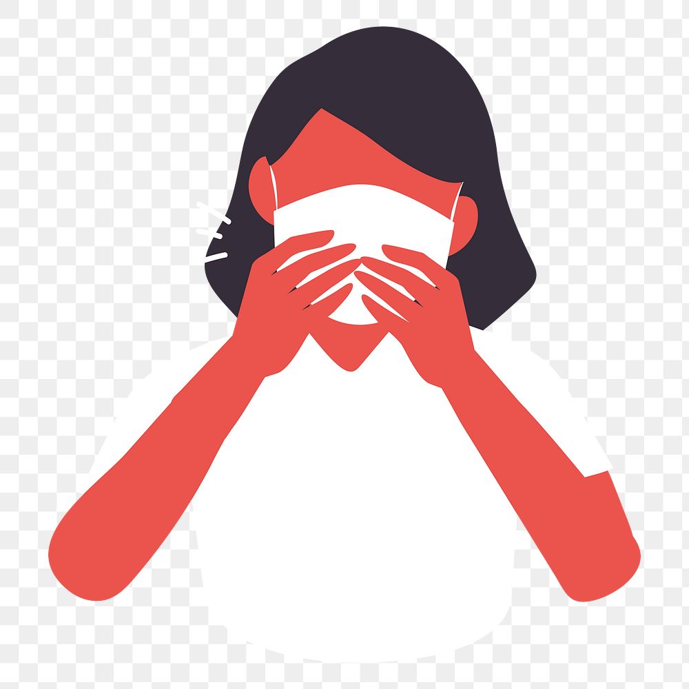 Coughing woman png illustration, transparent background