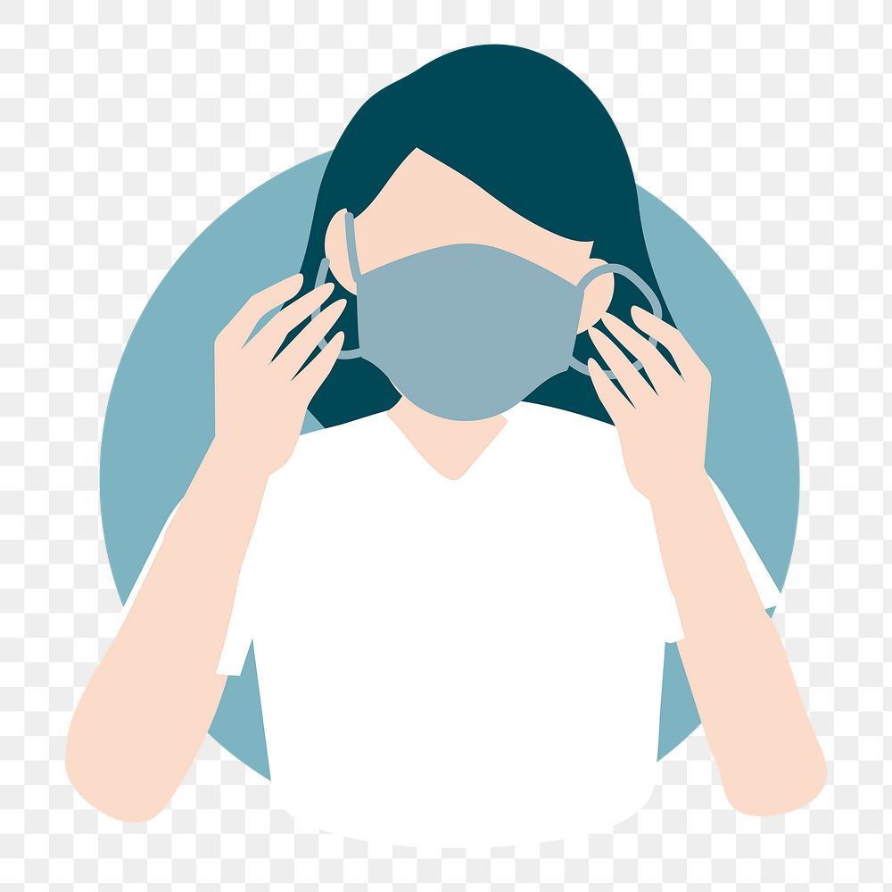 Woman png wearing mask illustration, transparent background