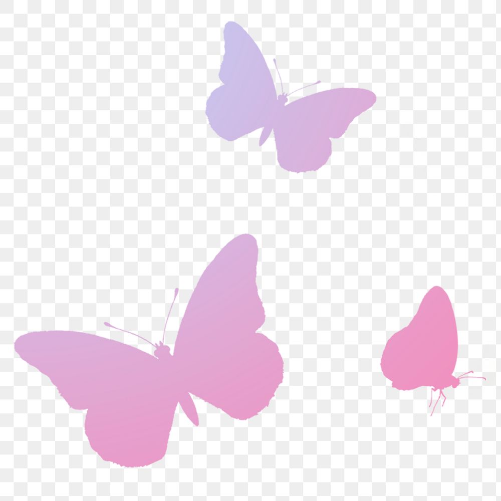 Pink butterfly silhouette png, transparent background