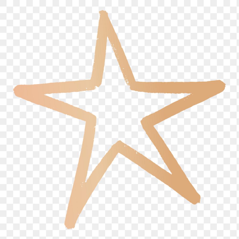 Gold star doodle png, transparent background