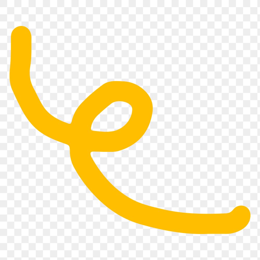 Png twirl yellow doodle line, transparent background