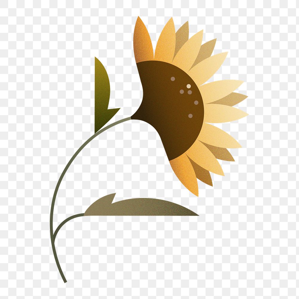 Png geometric sunflower illustration, transparent background