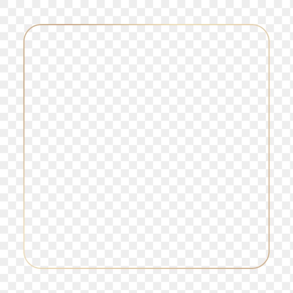 Png gold square border frame, transparent background