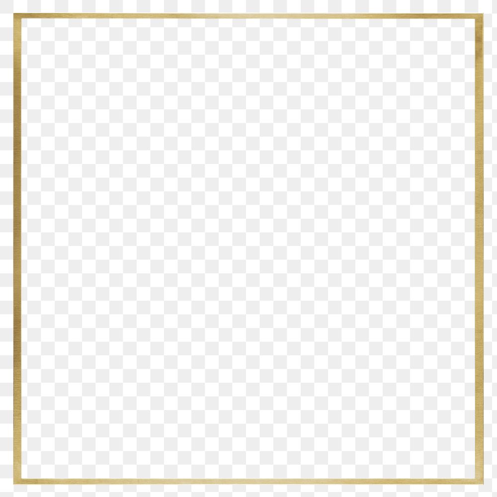 Gold png square frame, transparent background