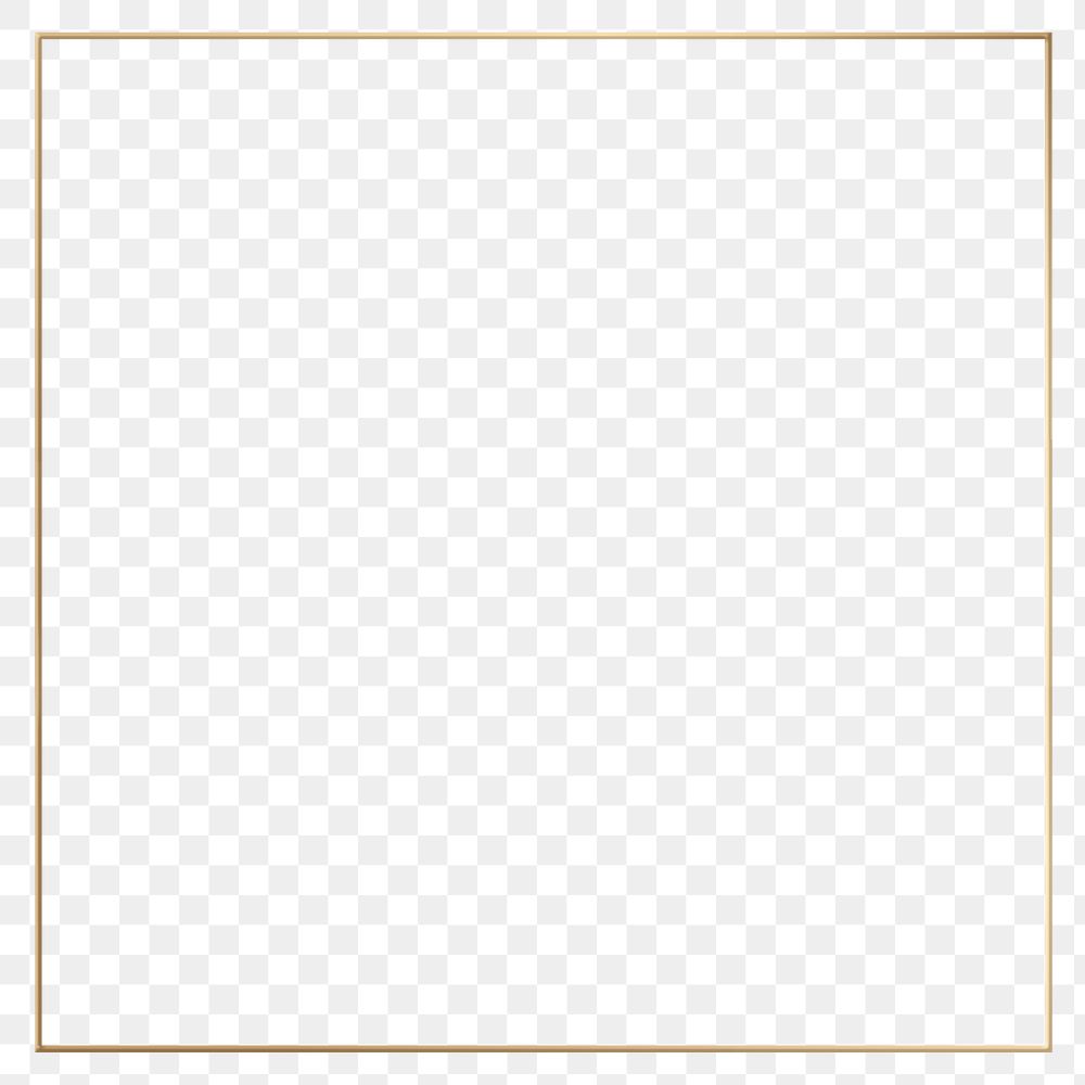 Gold line png square frame, transparent background