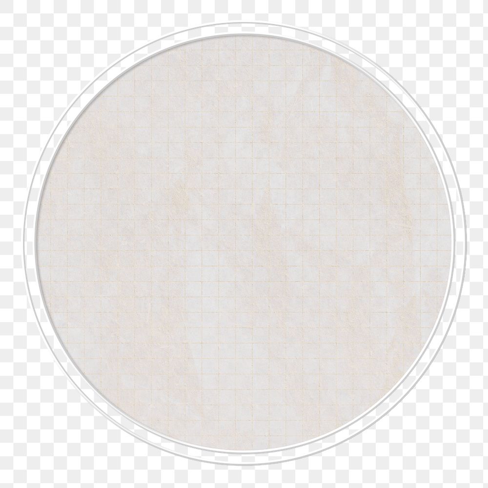 Round aesthetic png frame, paper texture, transparent background