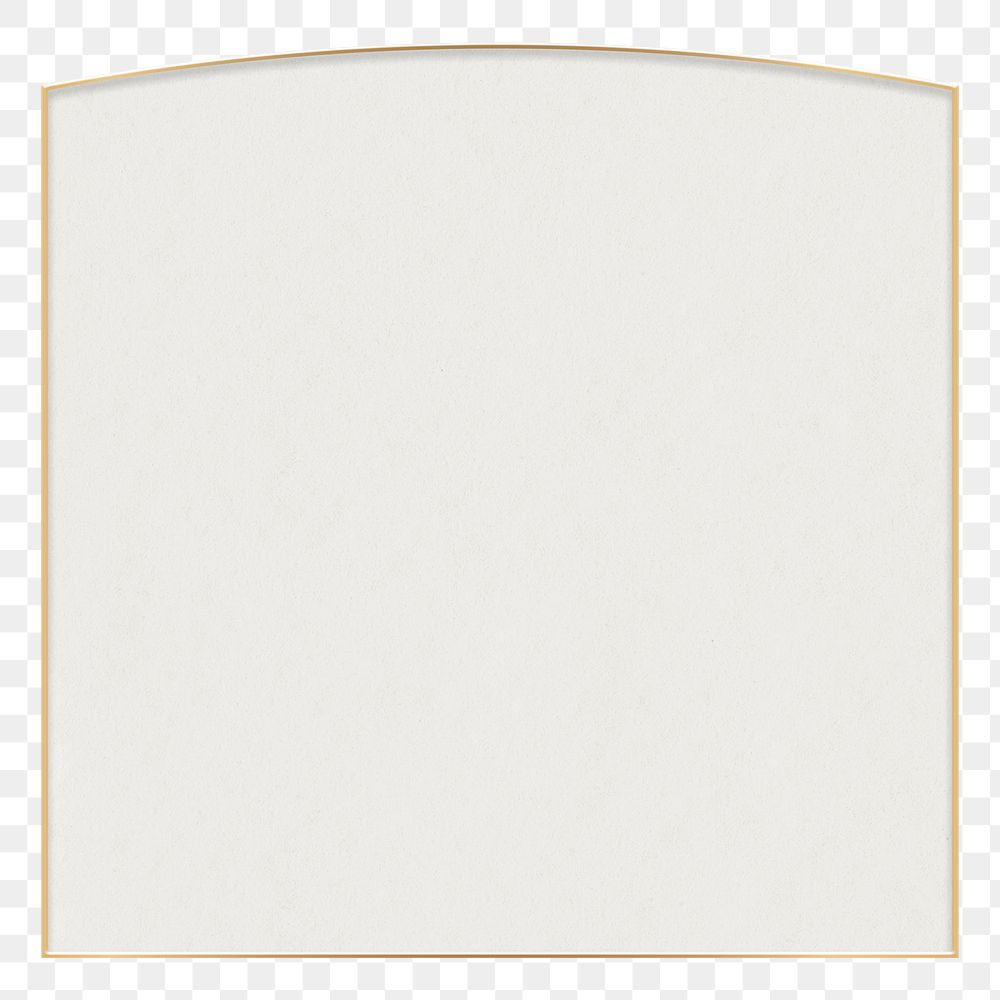 Square minimal gold png frame, paper texture, transparent background