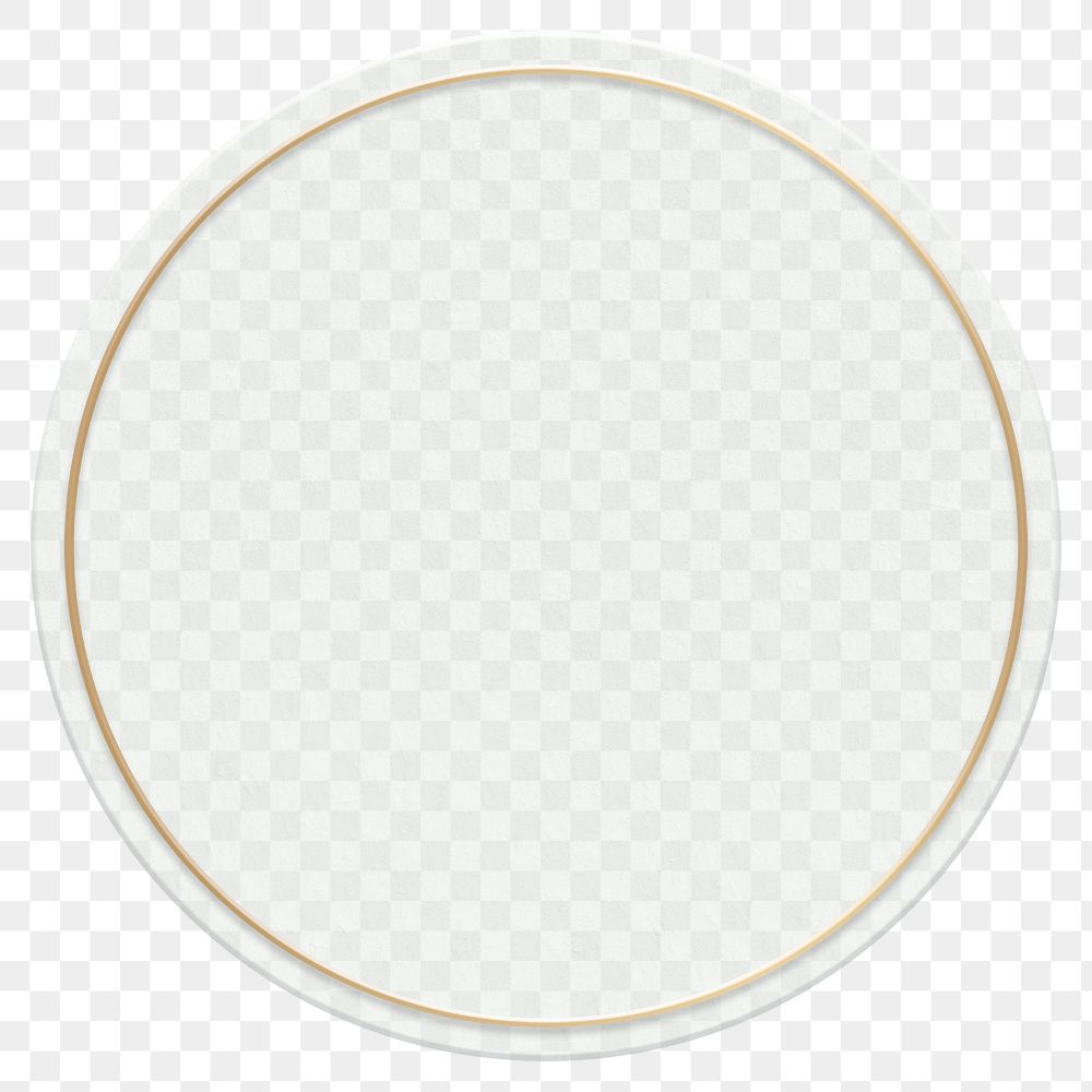 Round minimal gold png frame, transparent background