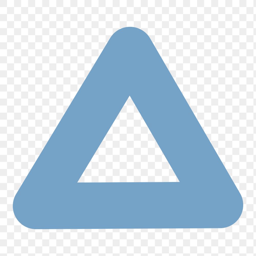 Blue triangle png shape, transparent background