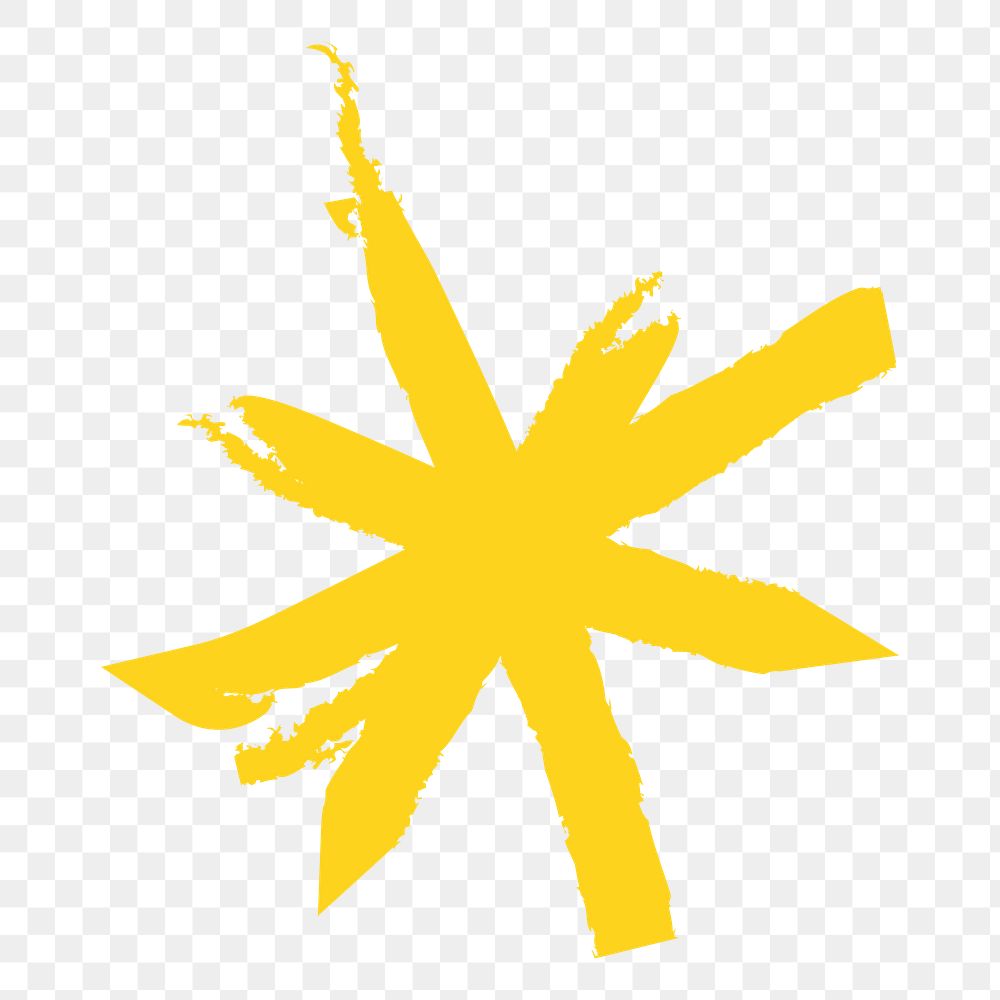 Abstract yellow star png, transparent background