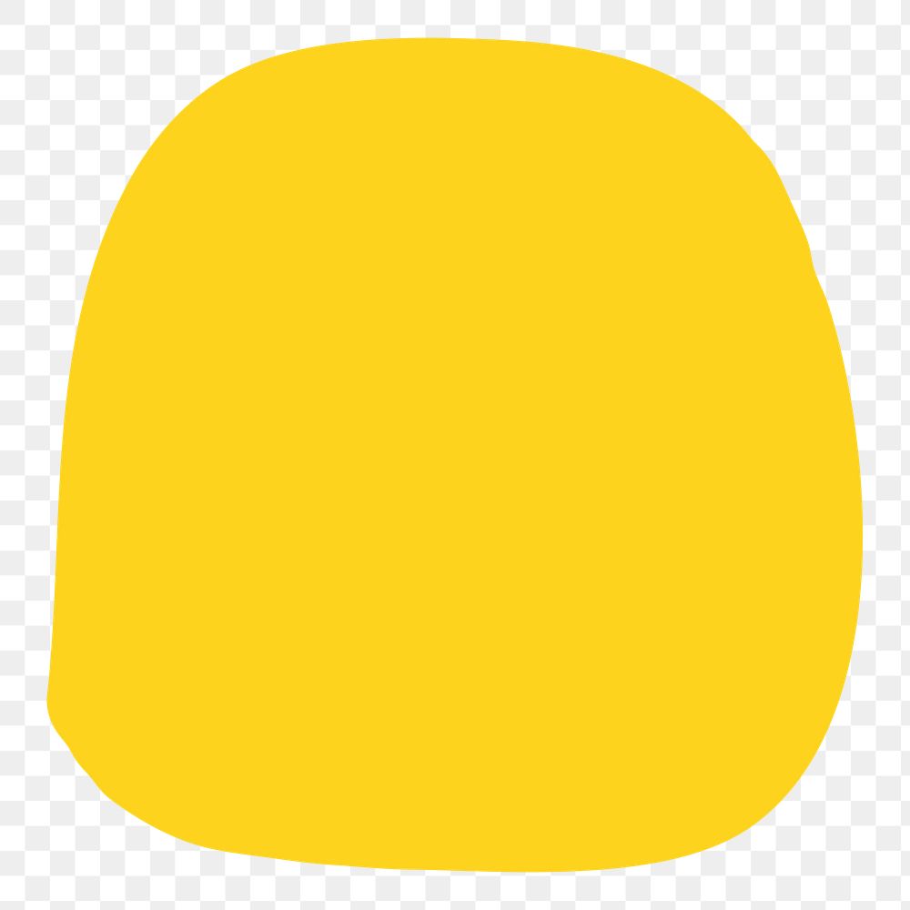 Png yellow abstract blob shape, transparent background