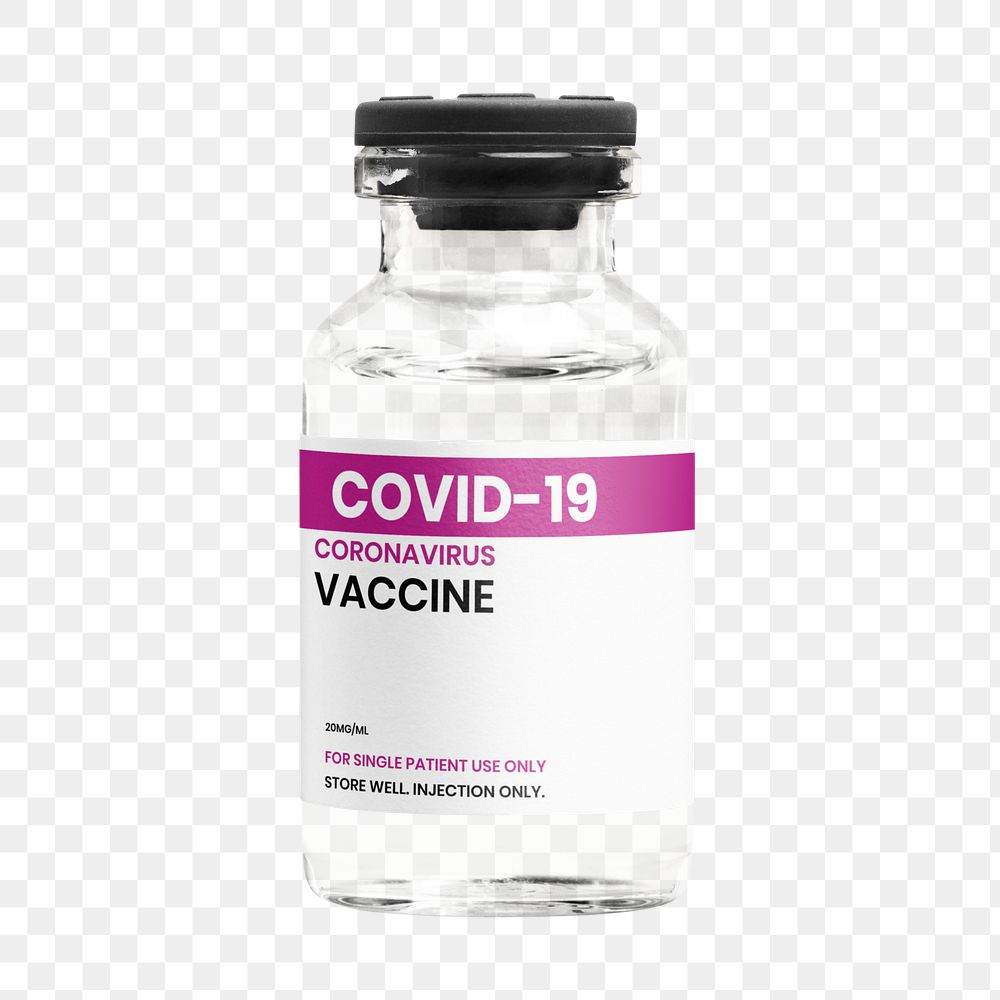 COVID-19 vaccine bottle png, transparent background