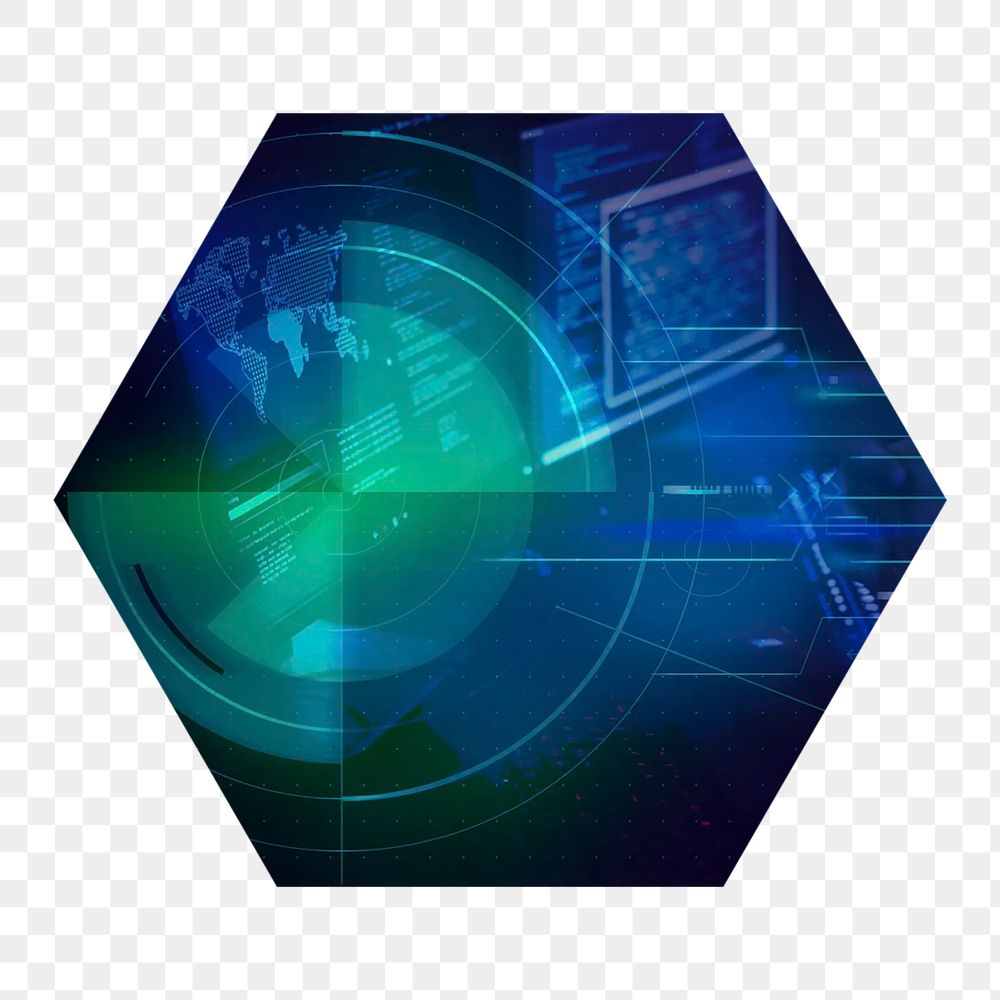 Computer hacking  png hexagonal sticker, transparent background