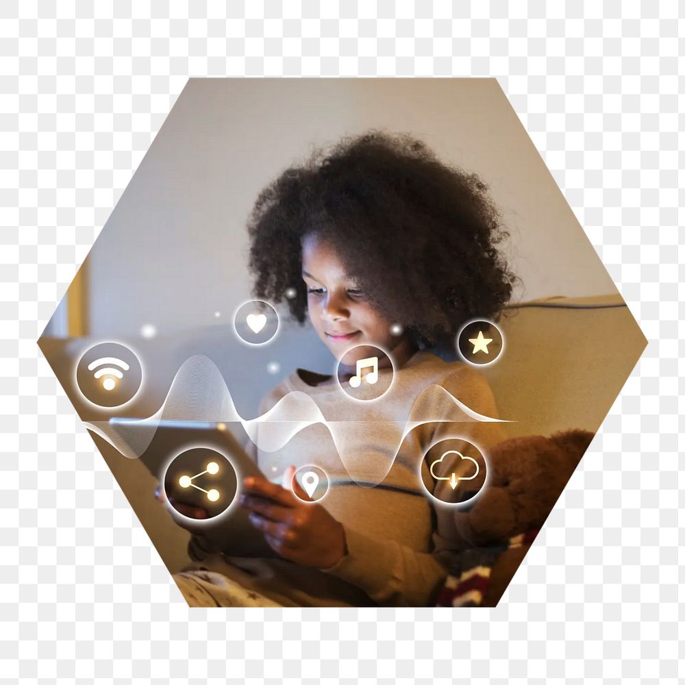 Digital generation  png hexagonal sticker, transparent background