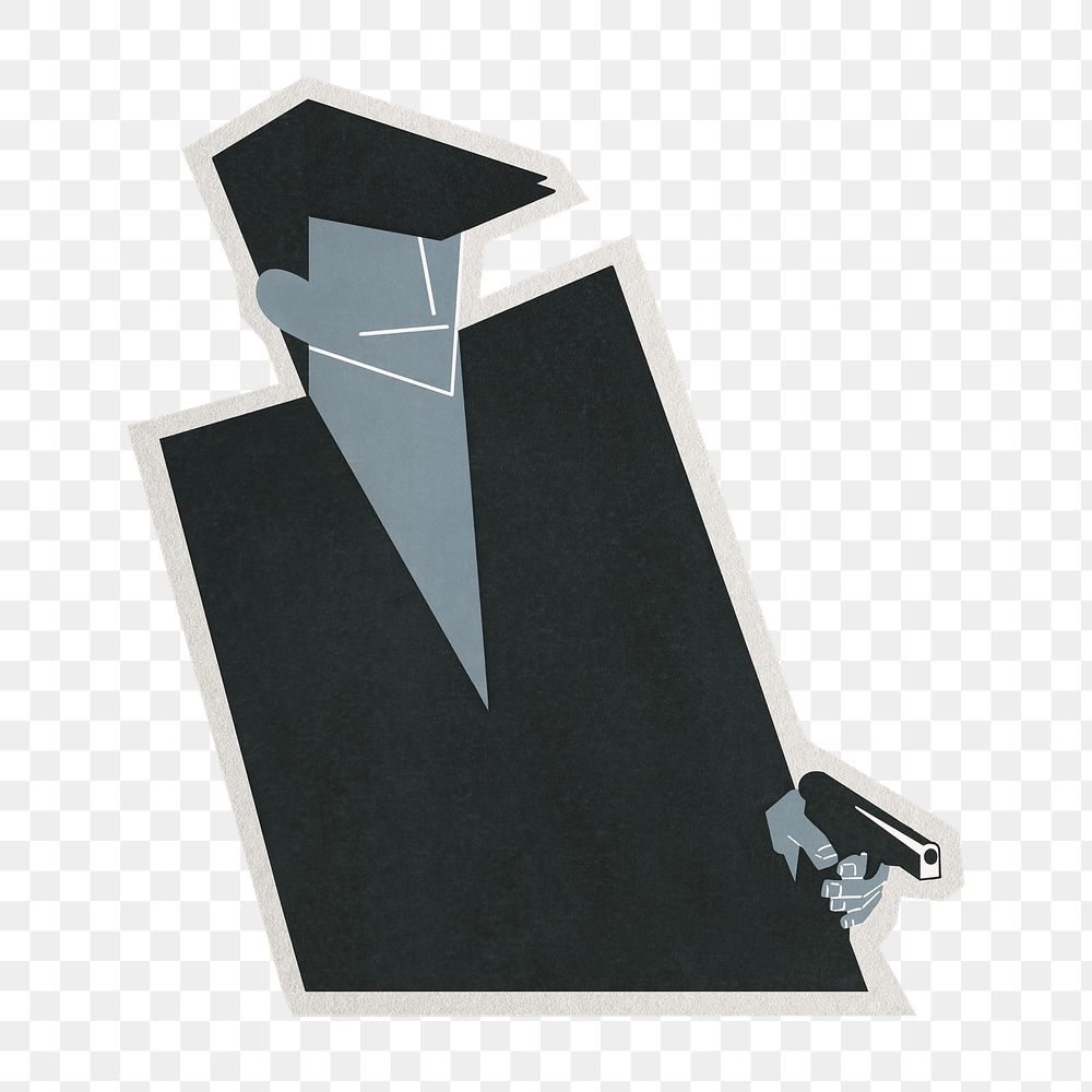 PNG man crime sticker with white border,  transparent background 