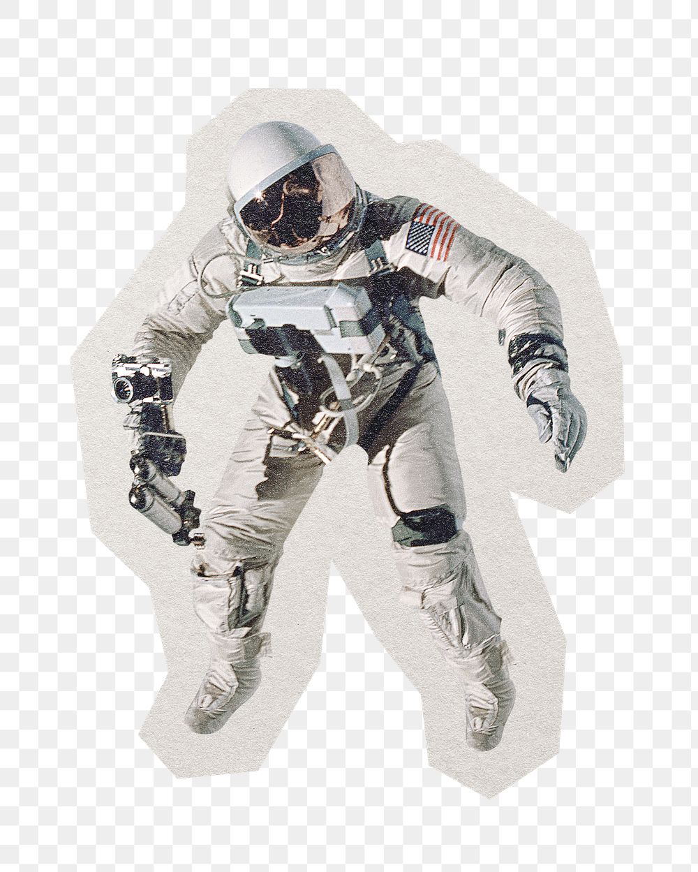 PNG astronaut sticker with white border, transparent background