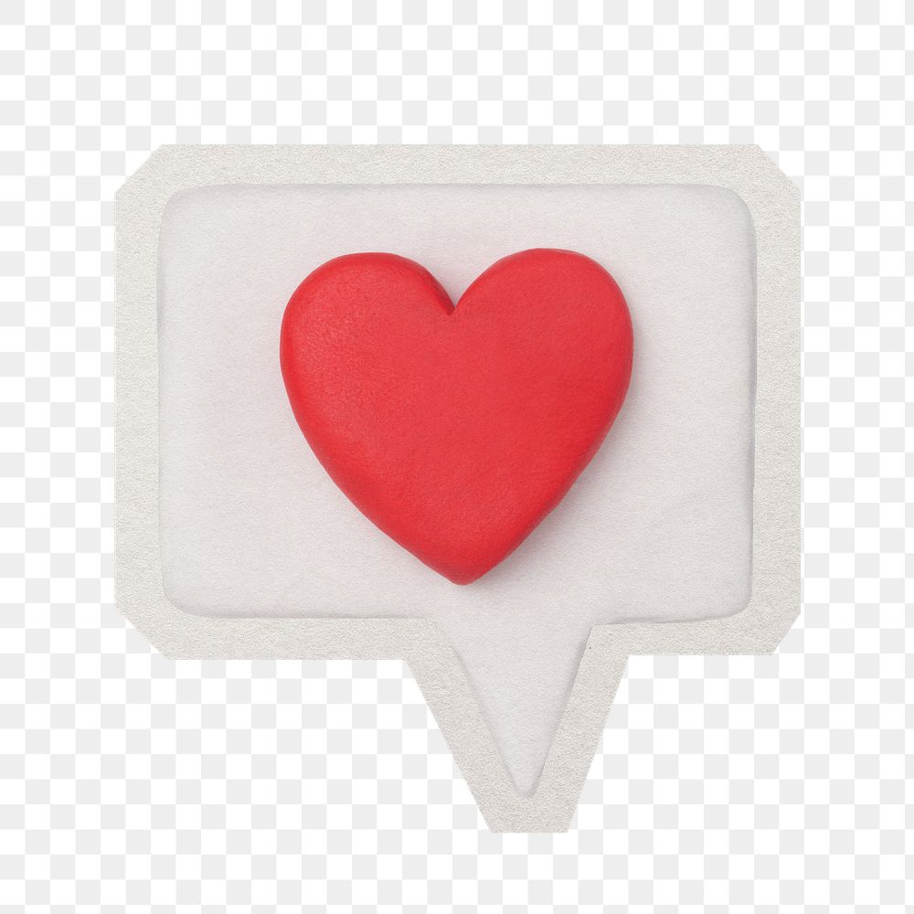 PNG love speech bubble sticker with white border, transparent background