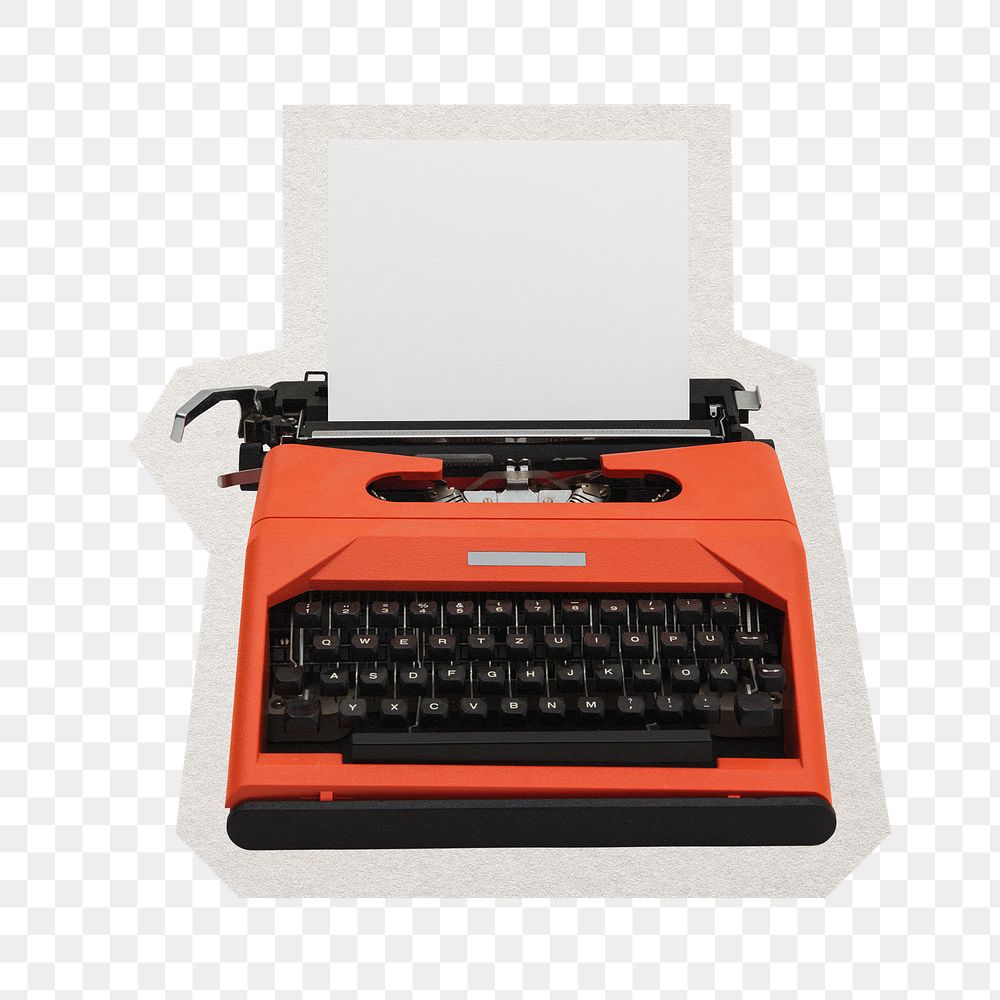 PNG Typewriter   sticker with white border, transparent background