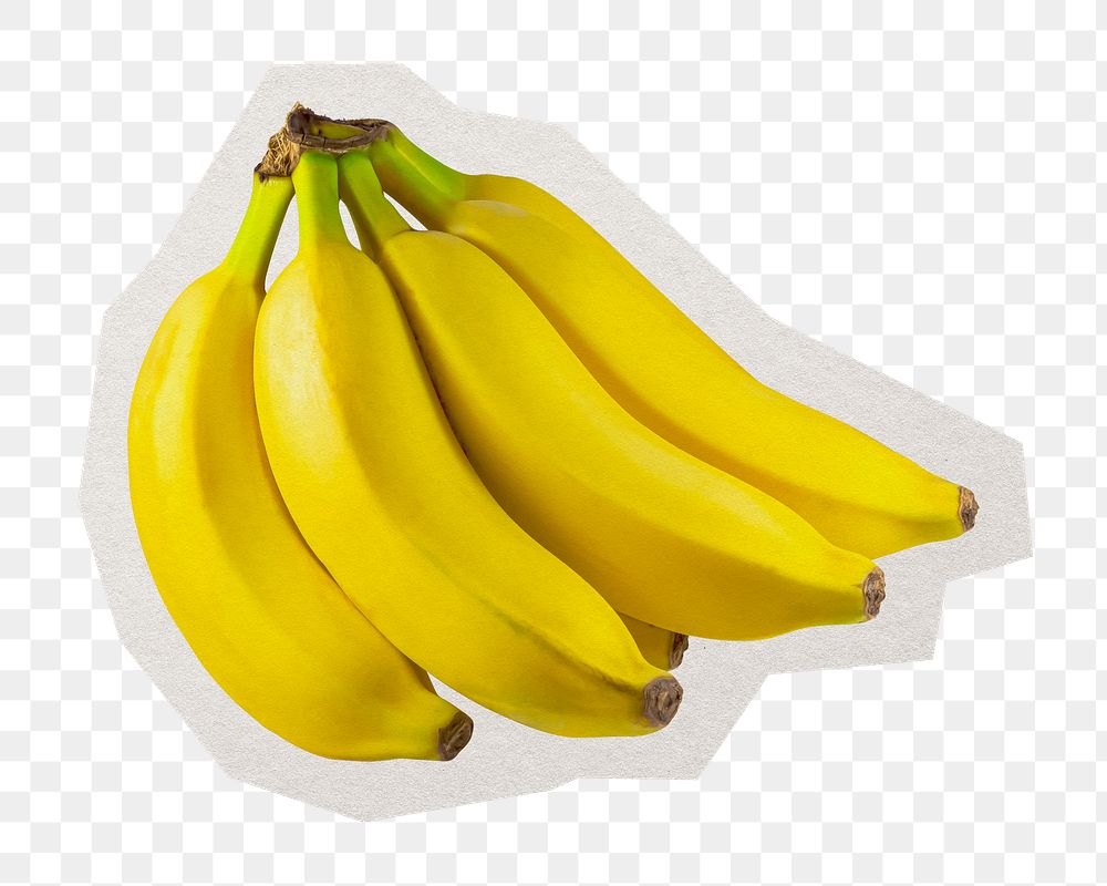 PNG bananas fruit sticker with white border, transparent background