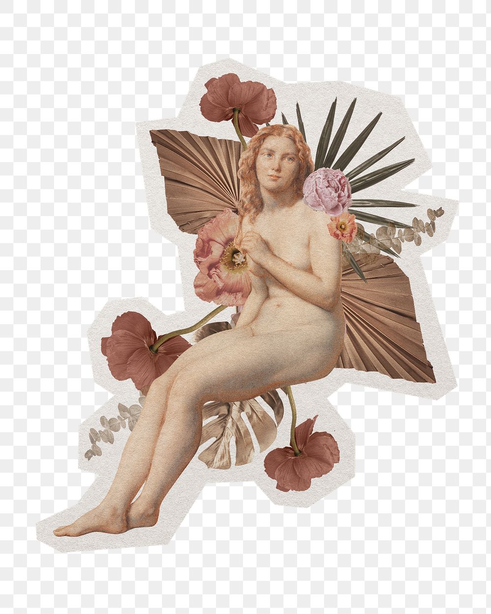 PNG aesthetic woman cut out with white border, transparent background