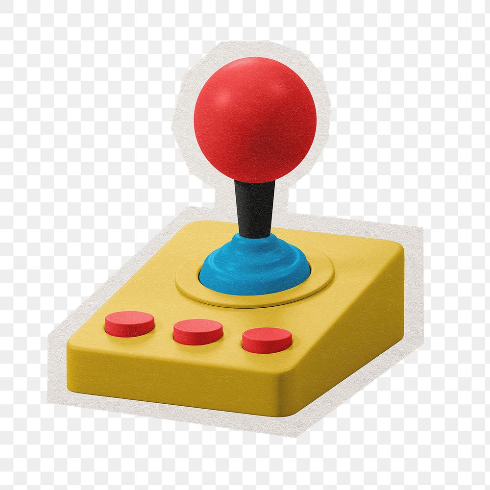 PNG colorful joystick 3D sticker with white border, transparent background