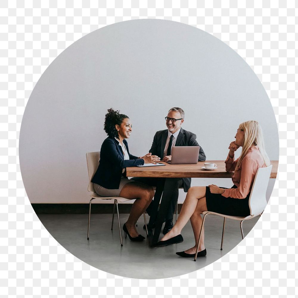 PNG Business people round badge, transparent background