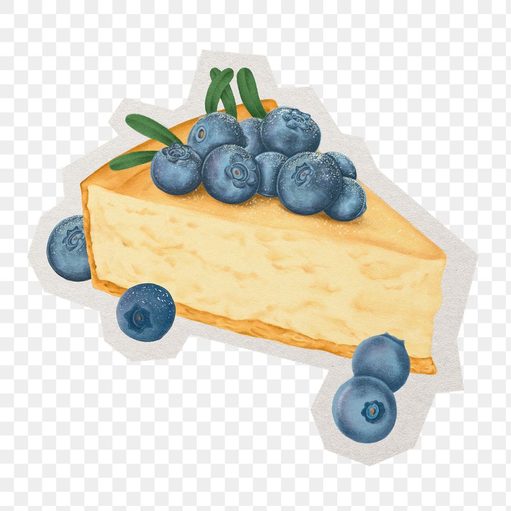 PNG blueberry cheesecake sticker  white border, transparent background