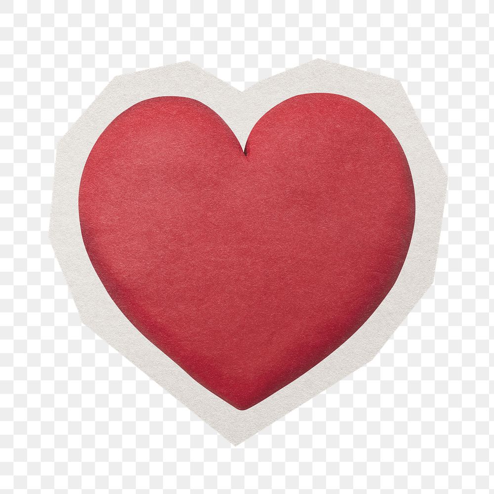 PNG heart sticker  white border,  transparent background