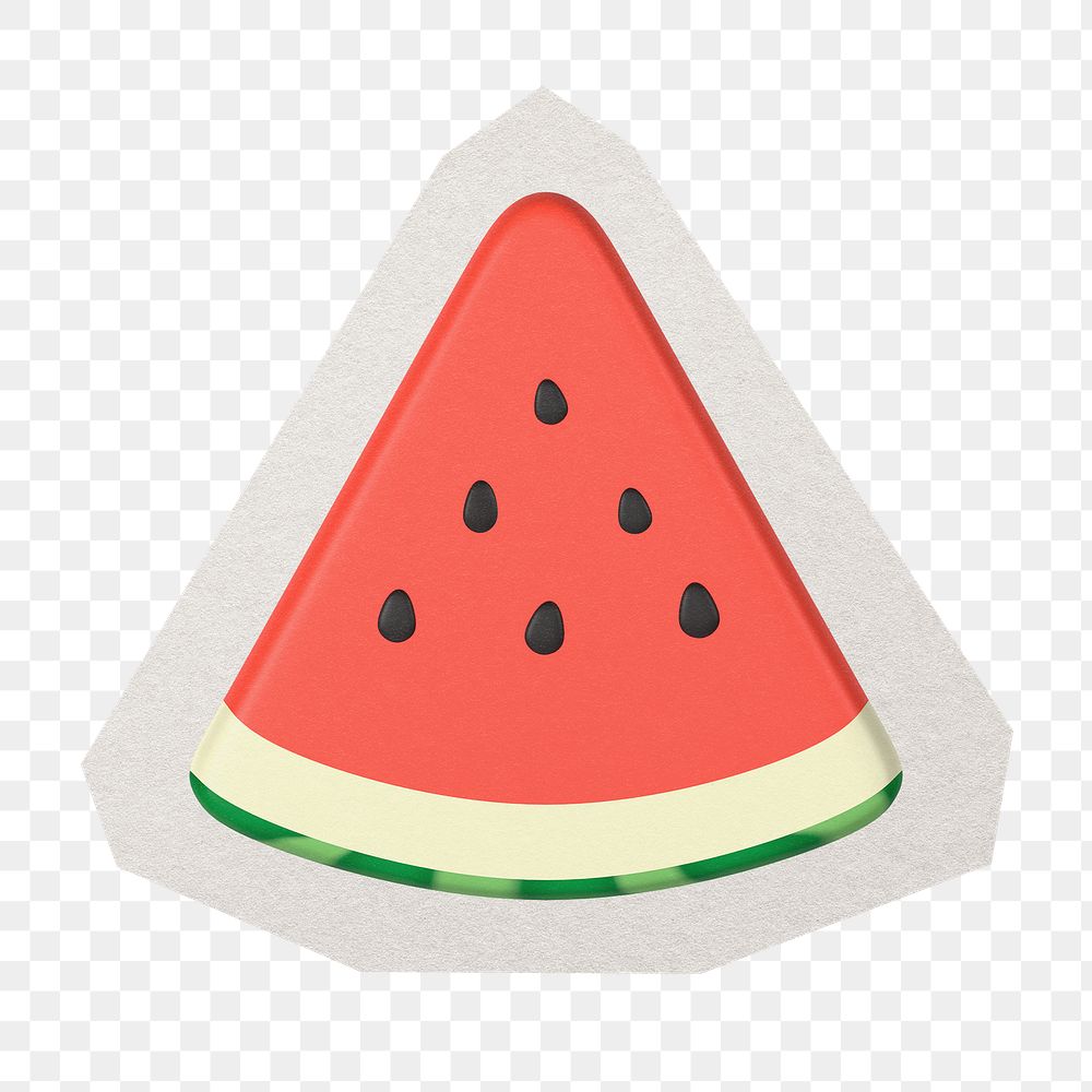 PNG 3D Watermelon sticker  white border, transparent background