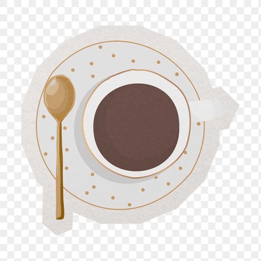 PNG coffee cup  white border, transparent background