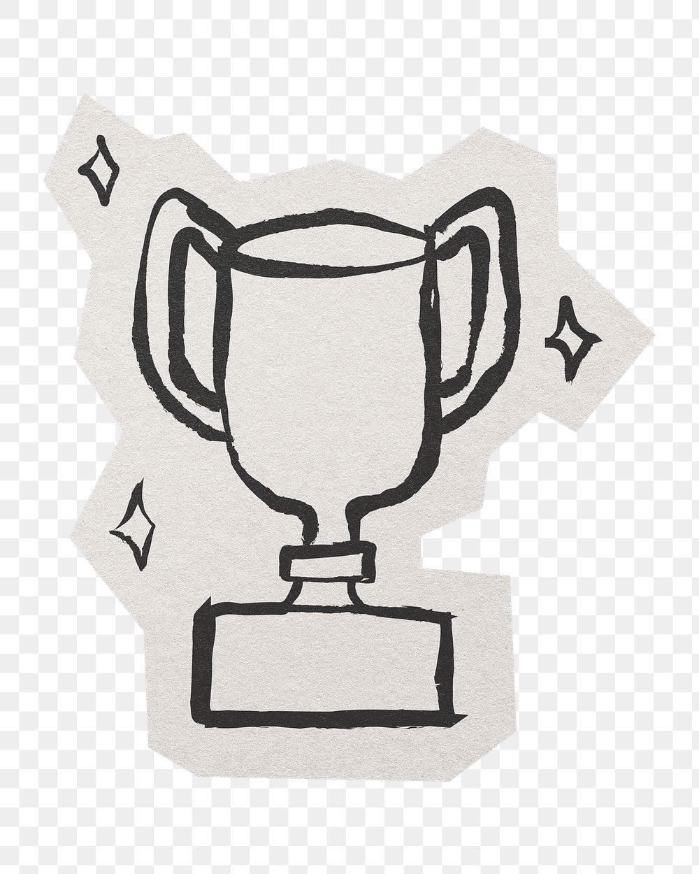 PNG winner trophy sticker  white border, transparent background