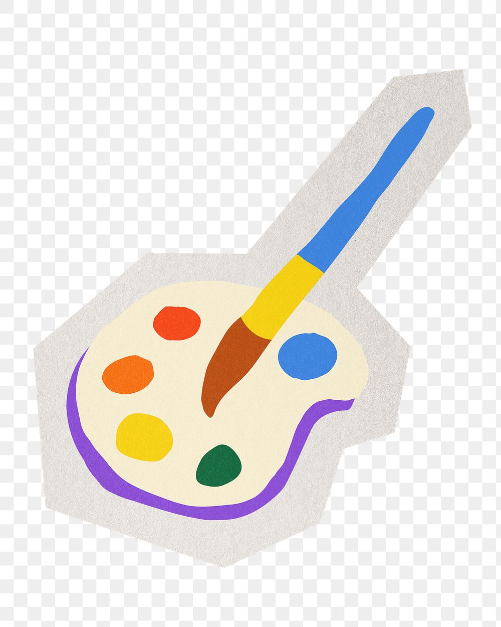 PNG color palette brush sticker  white border, transparent background