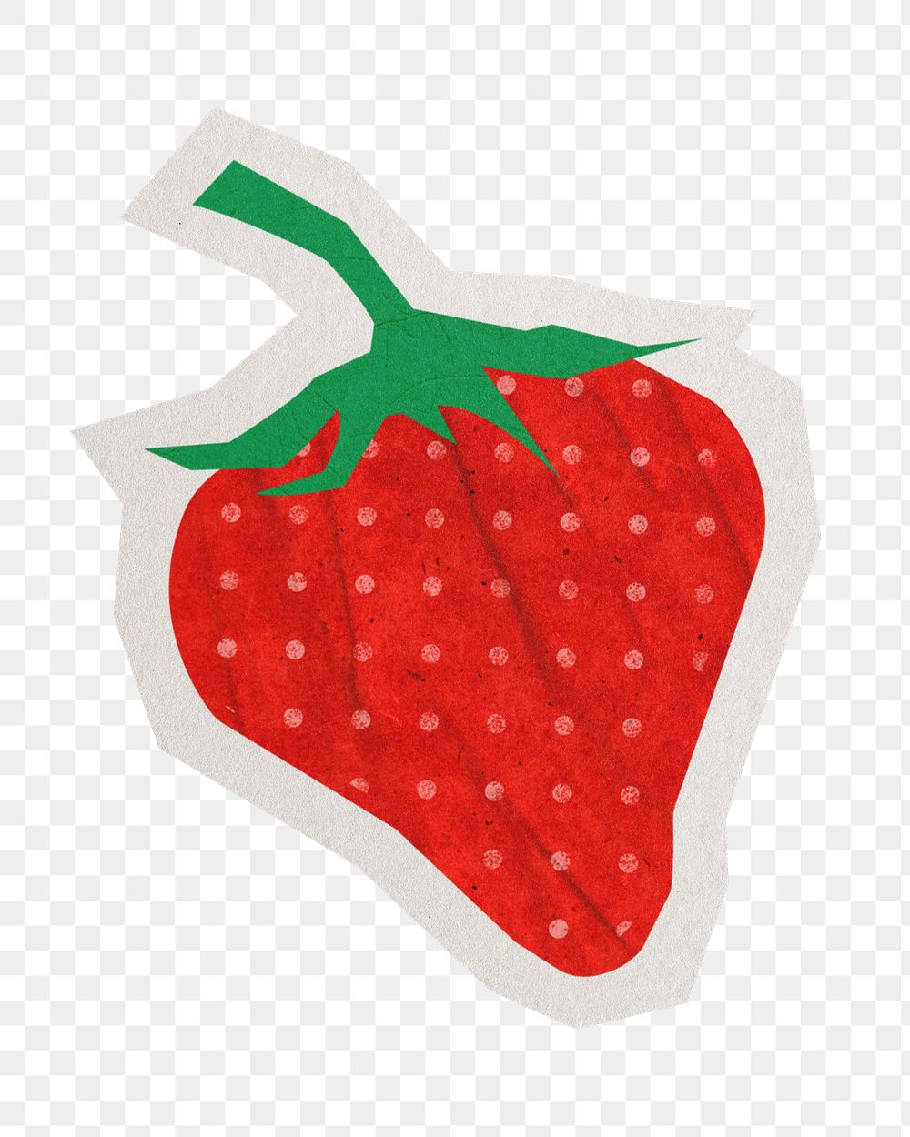 PNG cute strawberry sticker with white border, transparent background