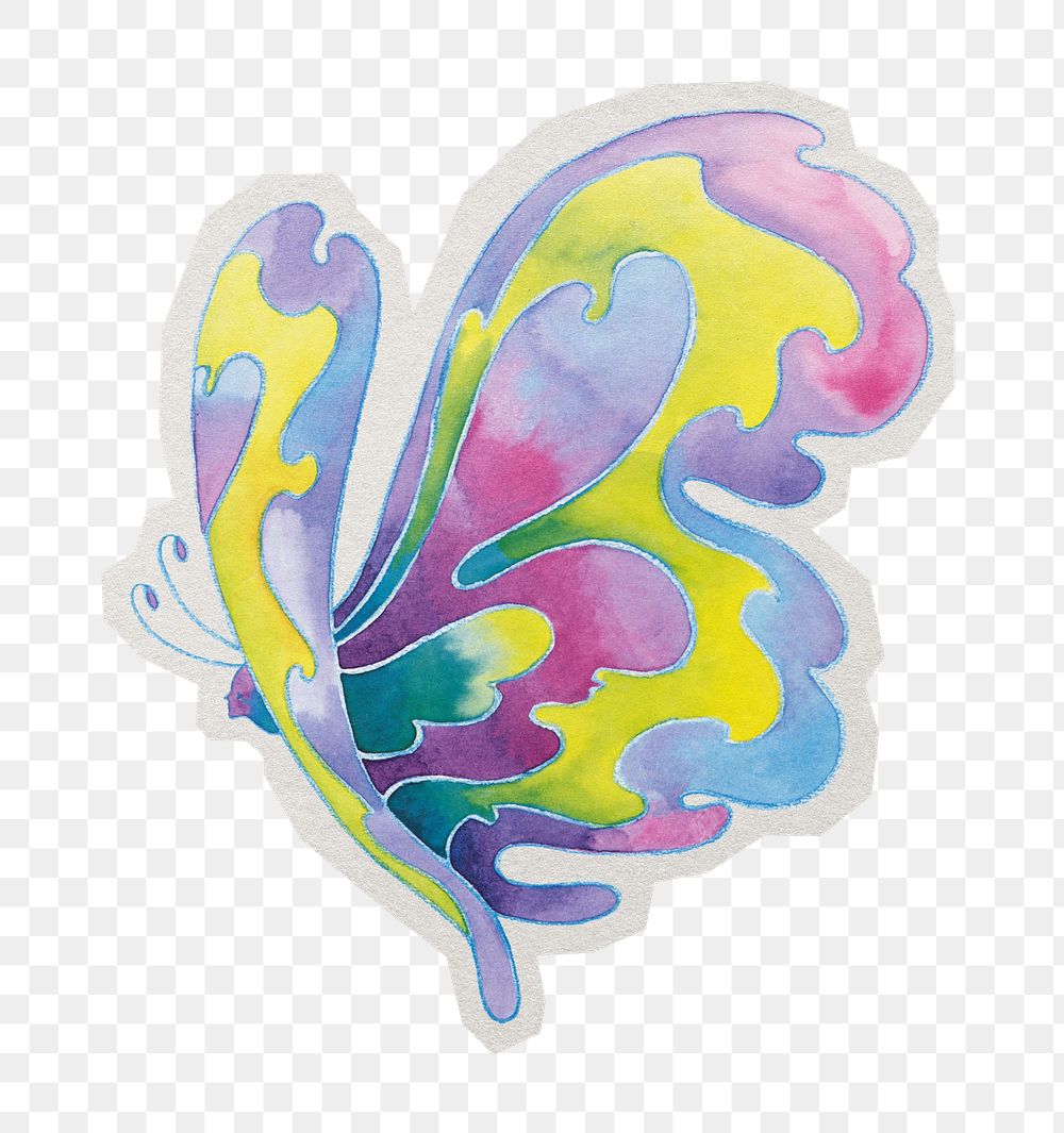 PNG Heiress butterfly sticker with white border,  transparent background 