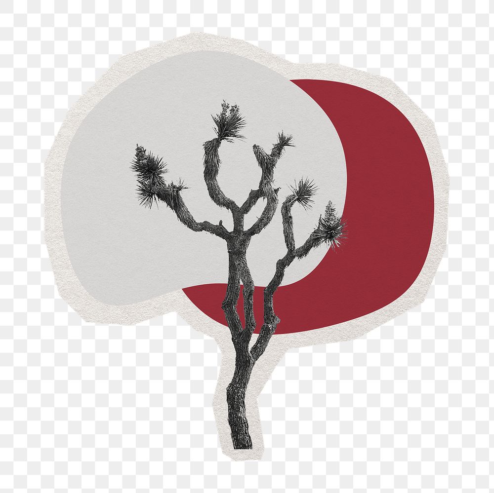 PNG bare tree  sticker with white border, transparent background