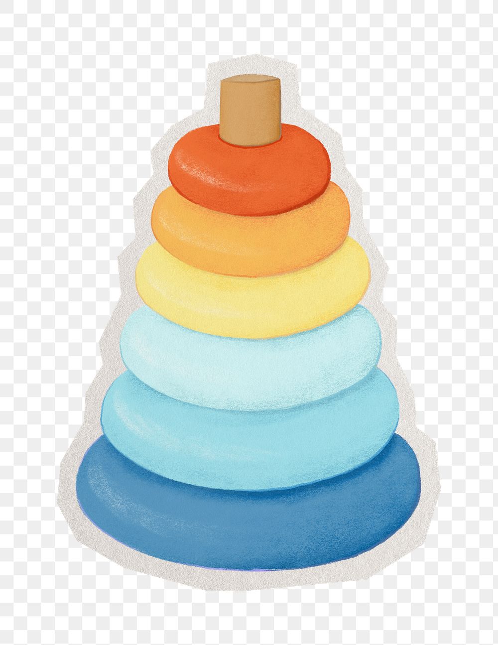 PNG conical cone toy sticker with white border, transparent background