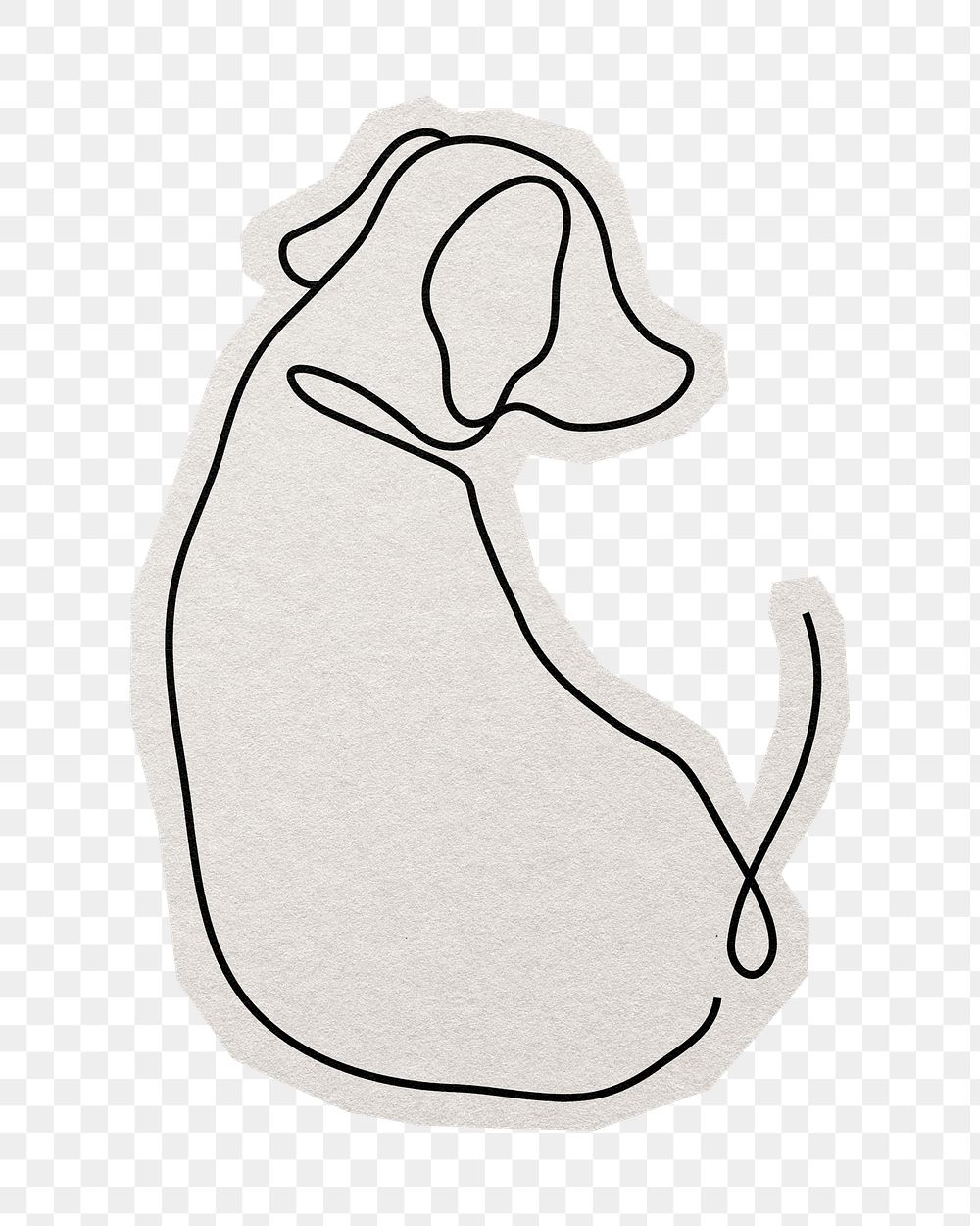 PNG dog line art sticker with white border, transparent background