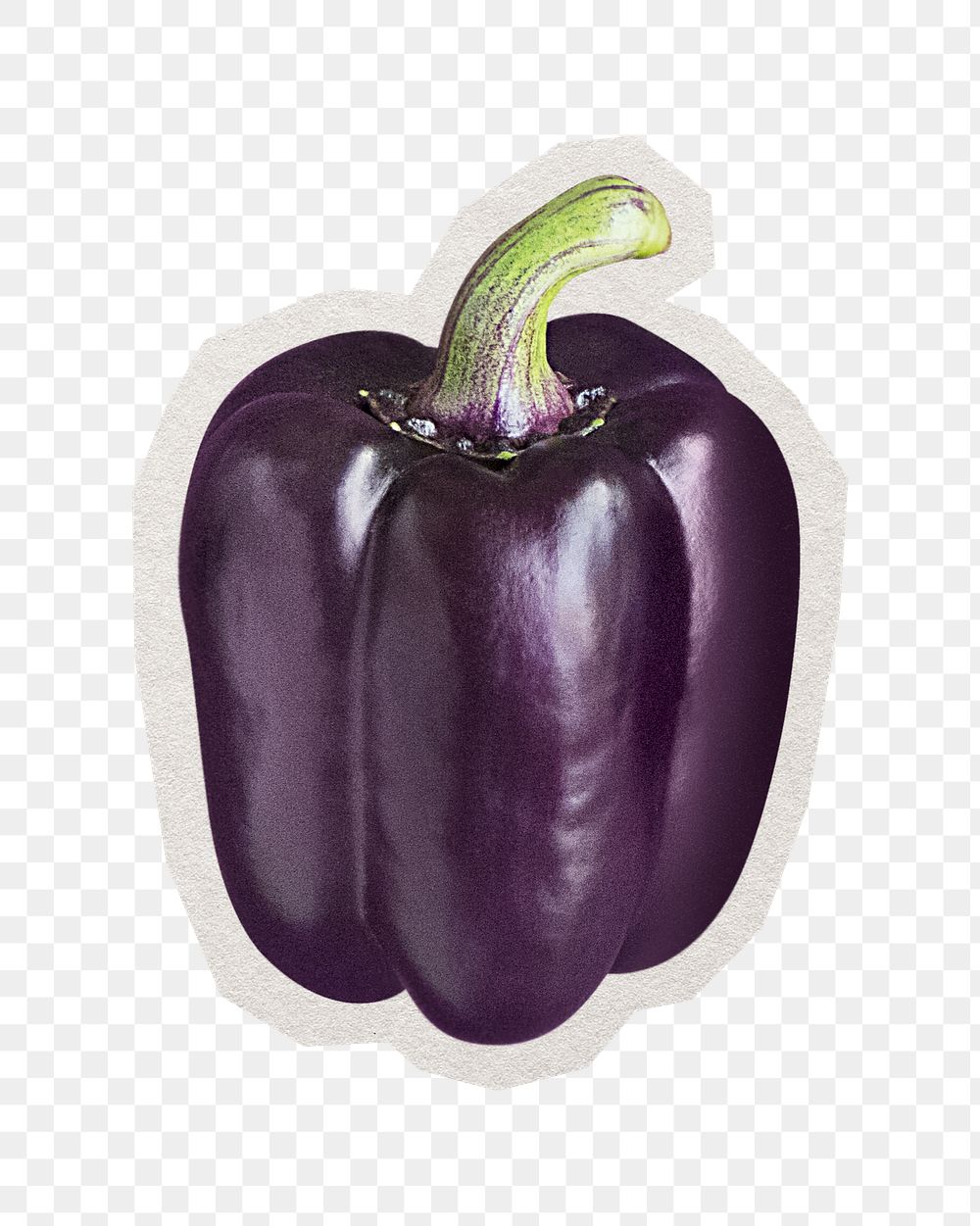 PNG purple bell pepper sticker with white border, transparent background