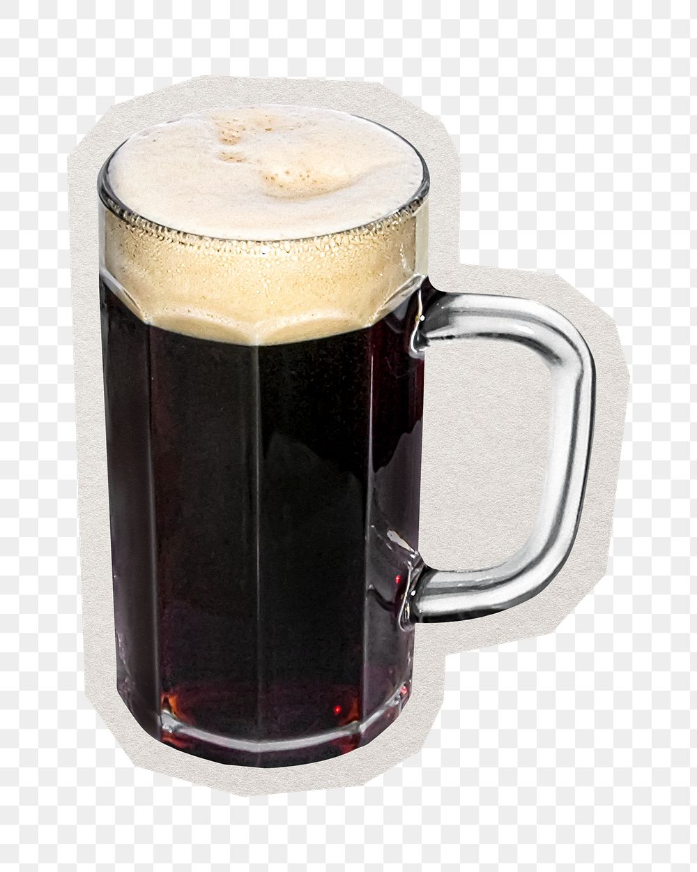 PNG cold root beer sticker with white border, transparent background