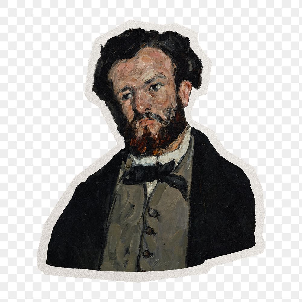 PNG Cezanne&rsquo;s Anthony Valabr&egrave;gue sticker with white border, transparent background, artwork remixed by rawpixel.