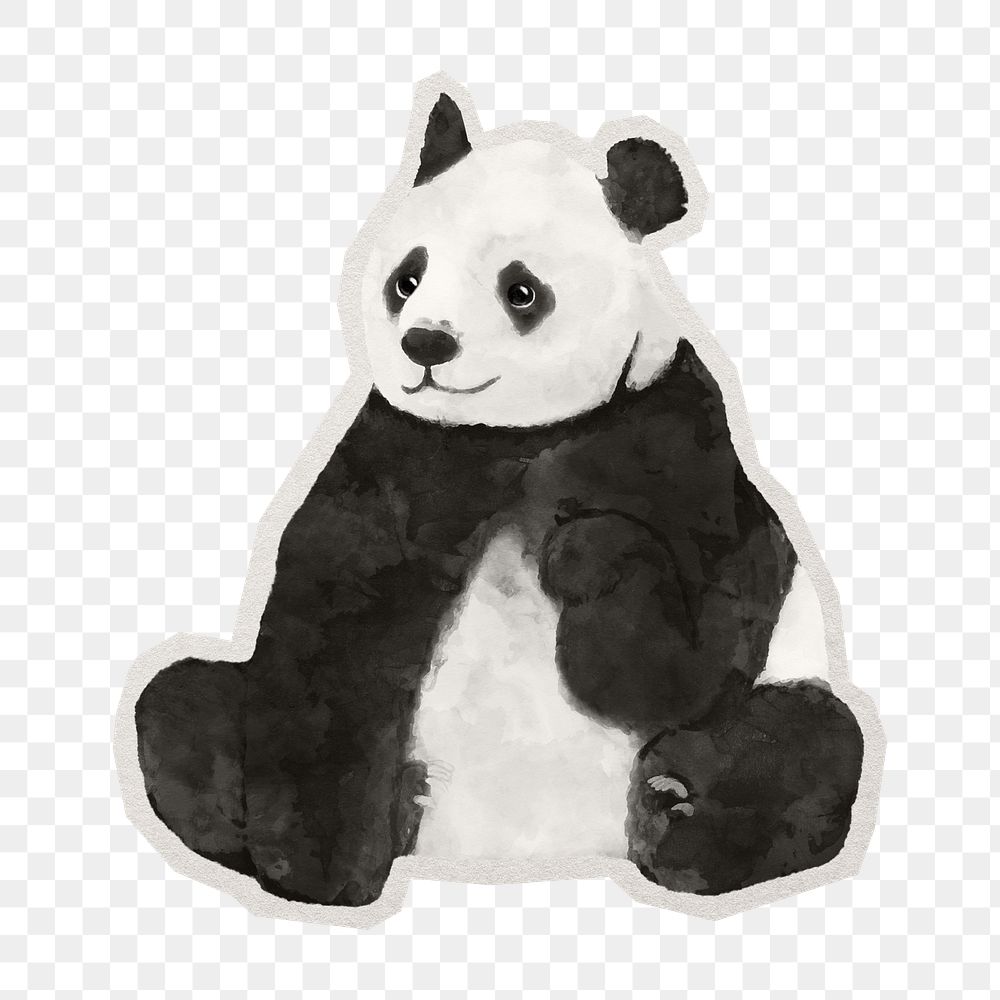 PNG Panda sticker with white border, transparent background