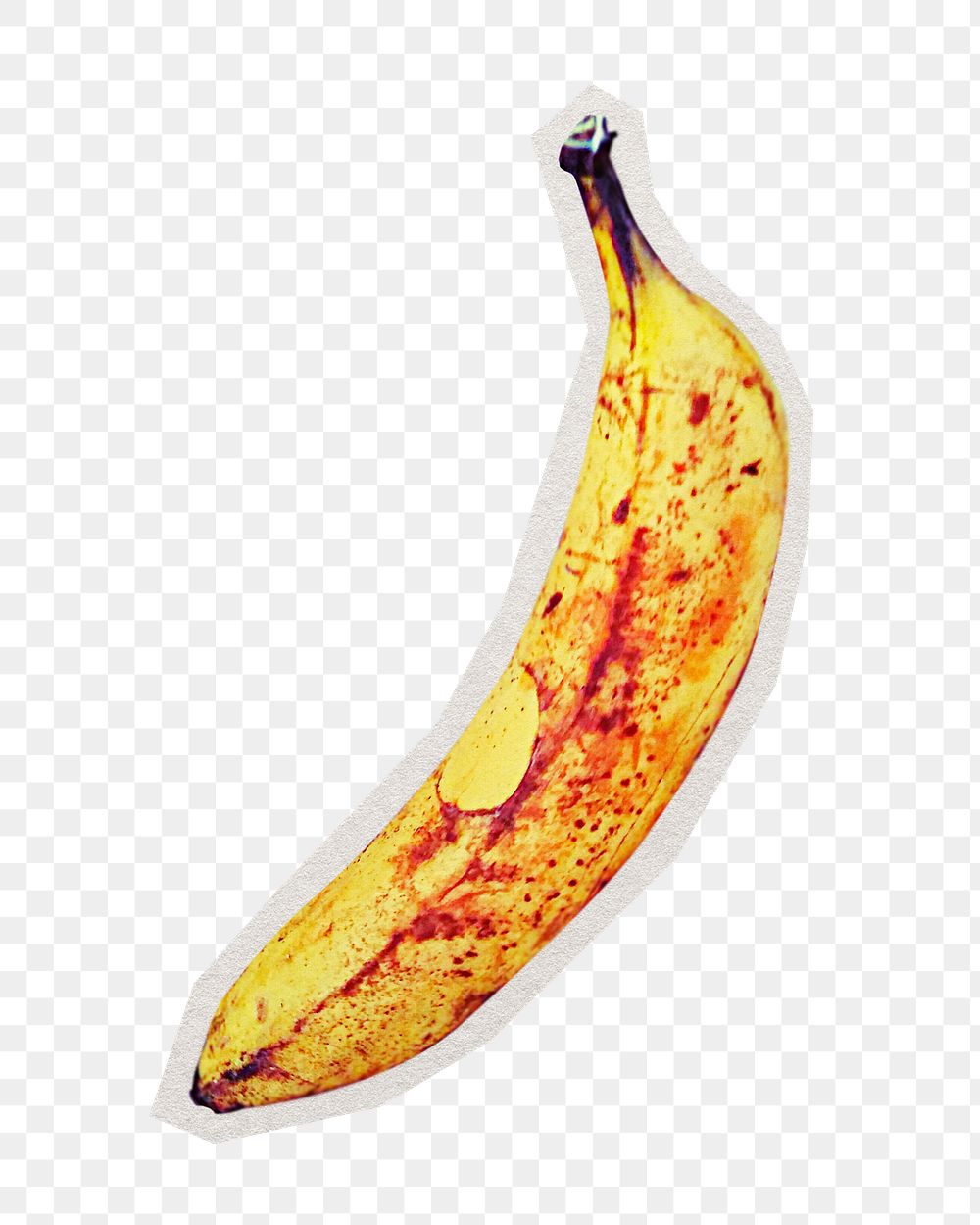 PNG ripe yellow banana sticker with white border, transparent background