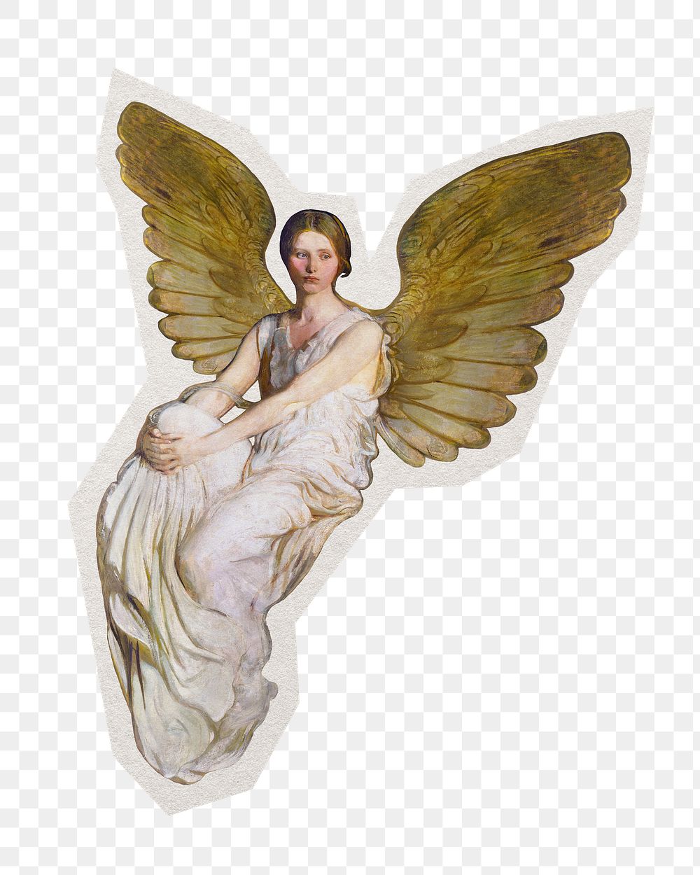 PNG Stevenson Memorial Angel sticker with white border, transparent background , artwork remixed by rawpixel.