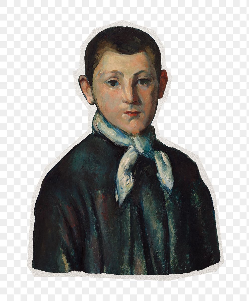 PNG Cezanne’s Louis Guillaume sticker with white border, transparent background, artwork remixed by rawpixel.