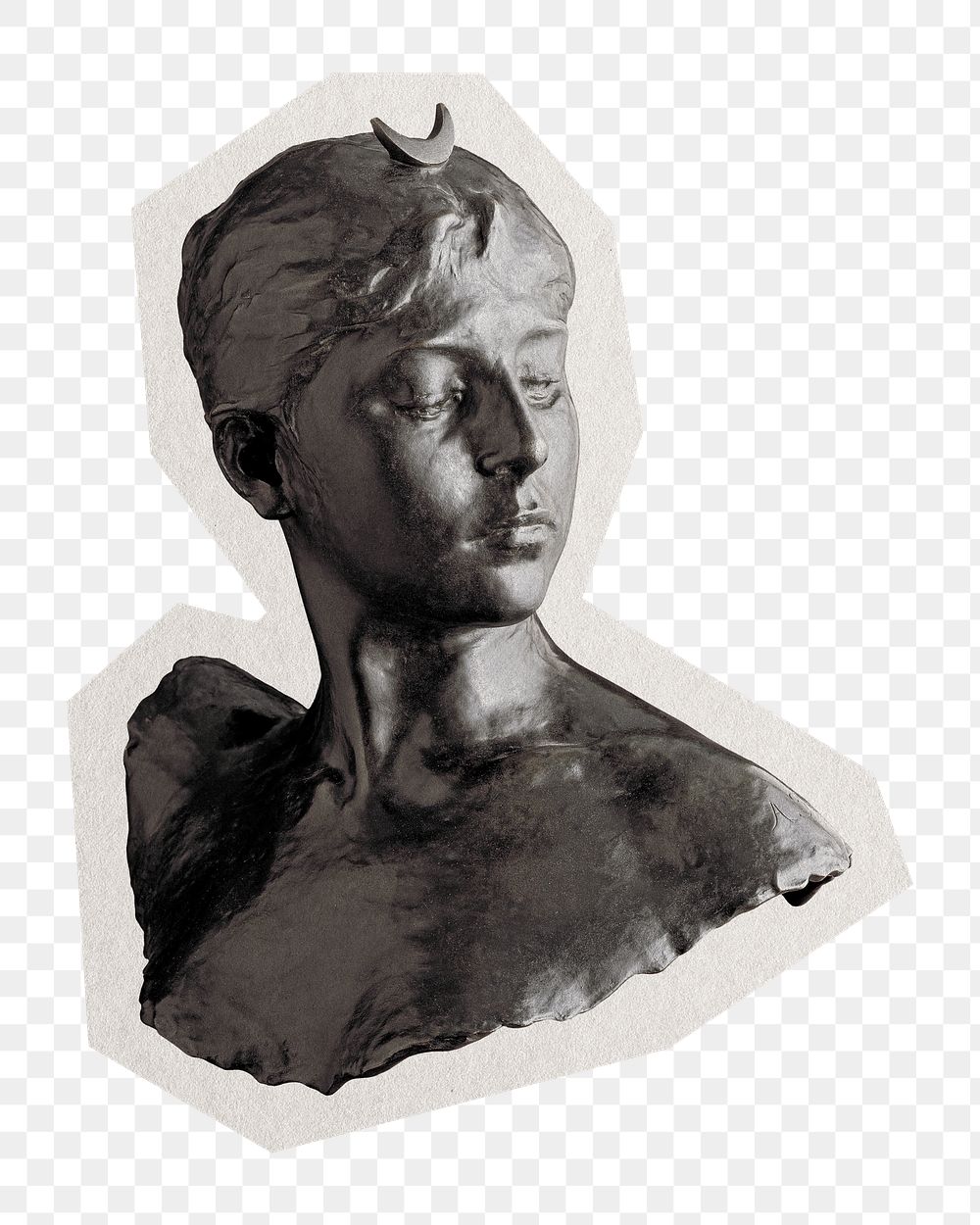 PNG aesthetic bust of Diana sticker with white border, transparent background 